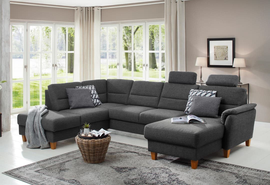 Home affaire Wohnlandschaft Palmera U-Form | Grau