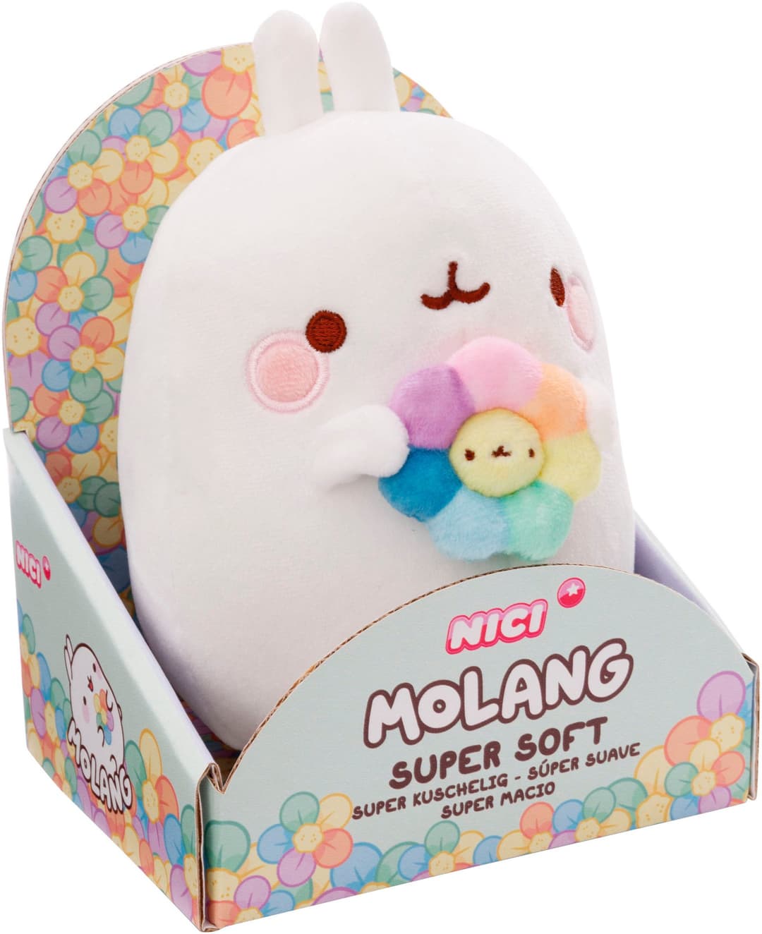 Nici Kuscheltier Molang mit Regenbogenblume | Weiß