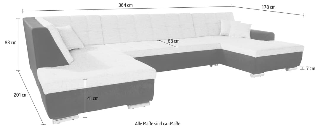 DOMO collection Wohnlandschaft Treviso | Schwarz