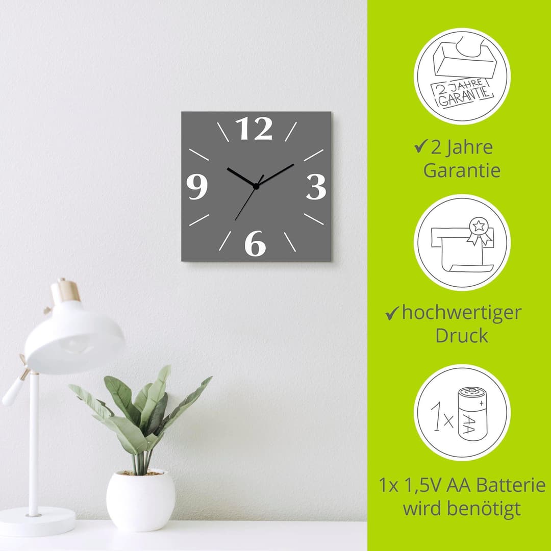 Artland Wanduhr Uni Trendfarben | Grau