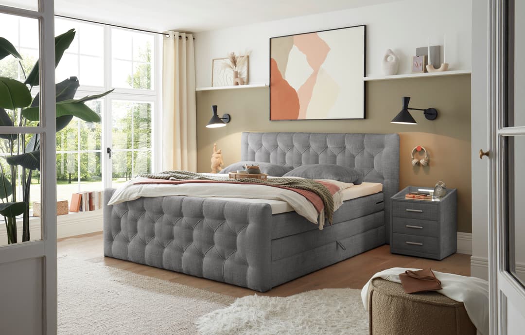 ED EXCITING DESIGN Boxspringbett "Cashfield" | Grau