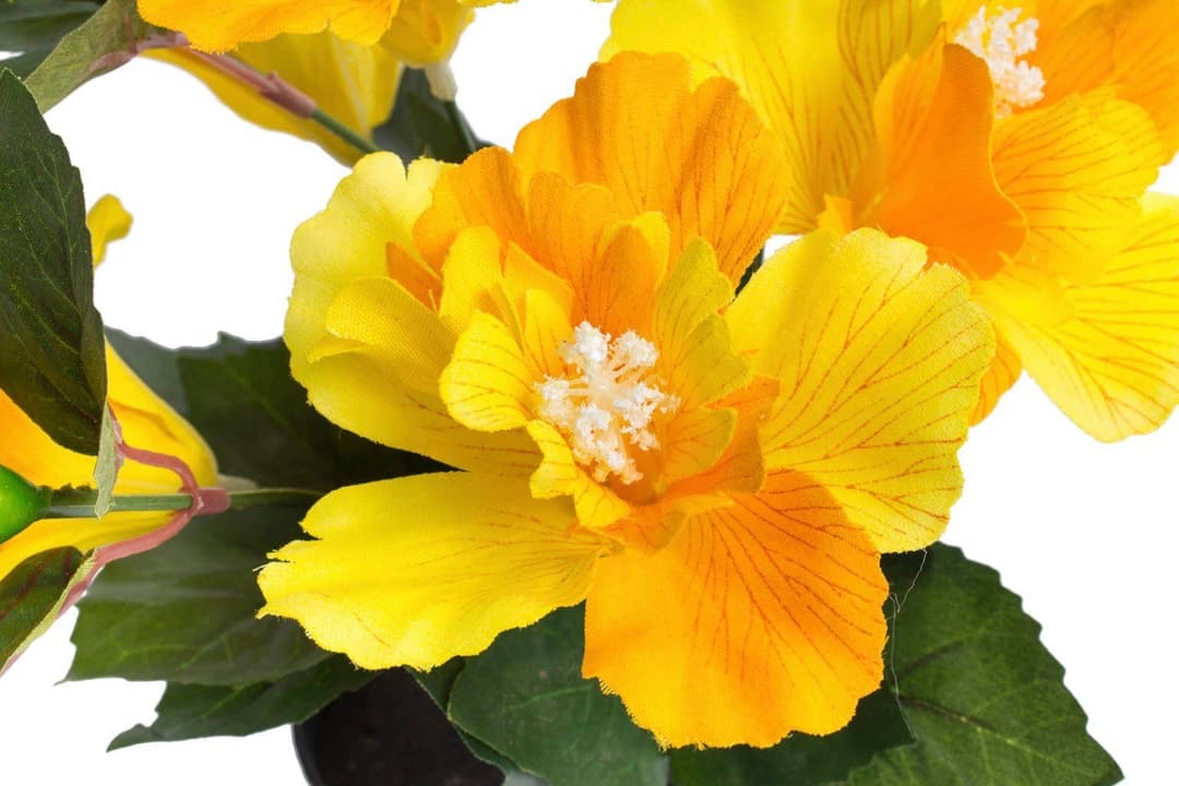 Kunstblume Hibiskus im Topf | Gelb