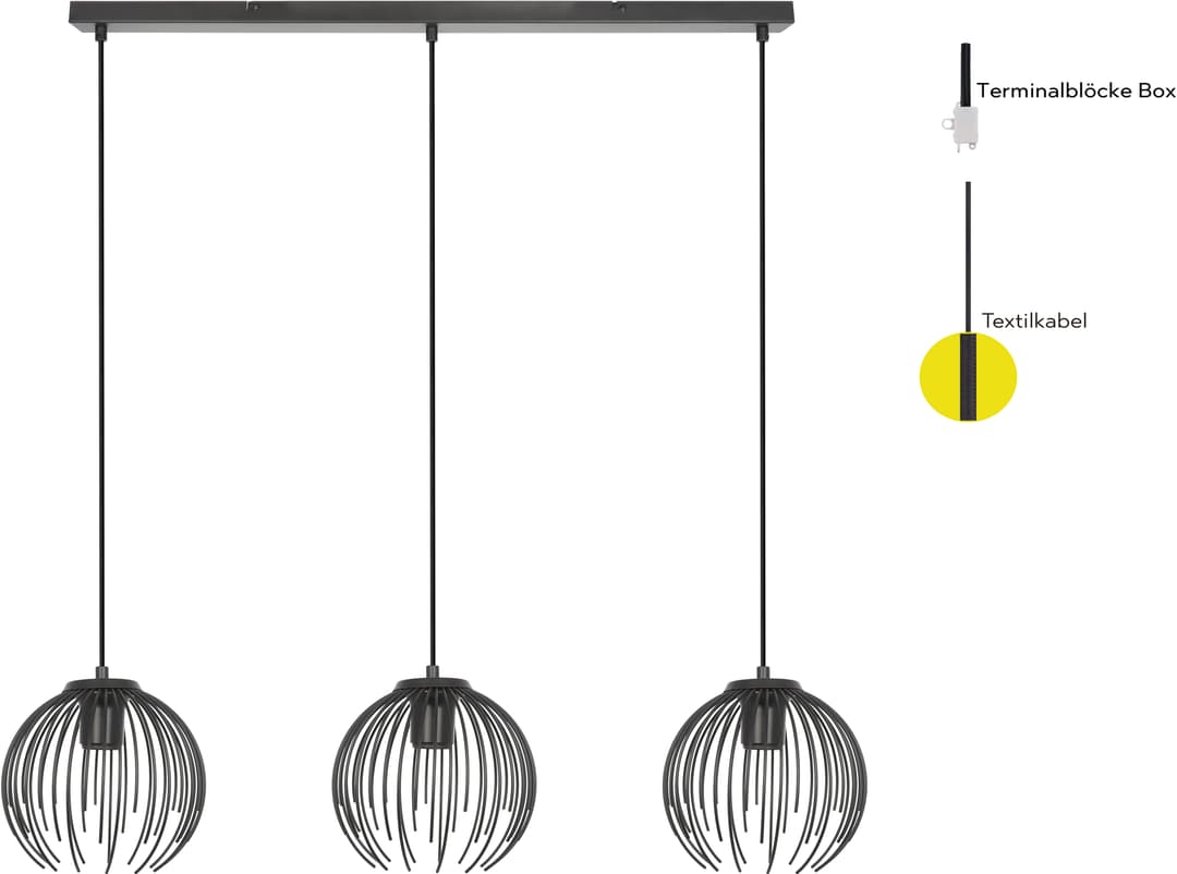 OTTO home Pendelleuchte Tonnia | Schwarz