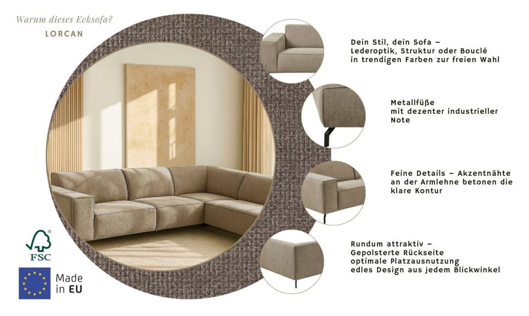 Home affaire Ecksofa LORCAN | Beige