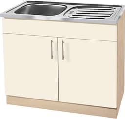 wiho Küchen Spülenschrank Kiel 100 cm breit mit Auflagespüle | Beige