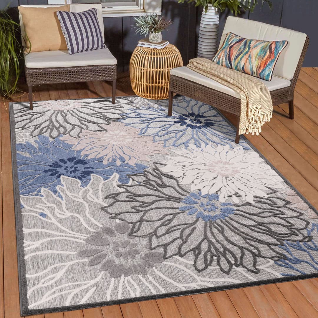 Sanat Teppich Floral 2 Outdoor | Grau