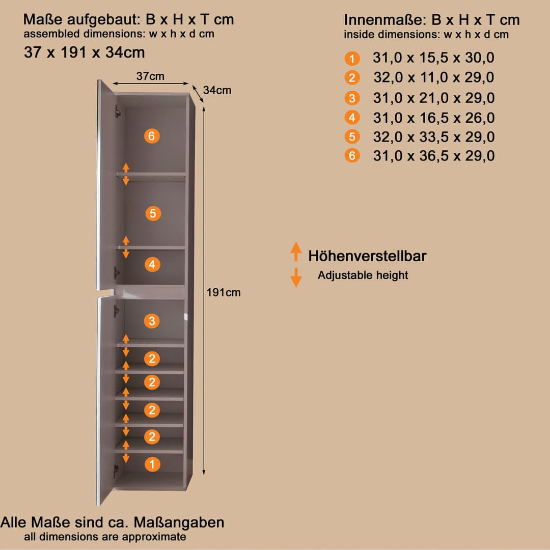 INOSIGN Garderobenschrank Malcesine | Mehrfarbig