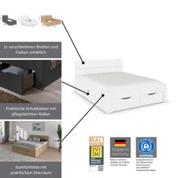 rauch Bett Einzelbett Doppelbett Stauraum FLEXX | Weiß