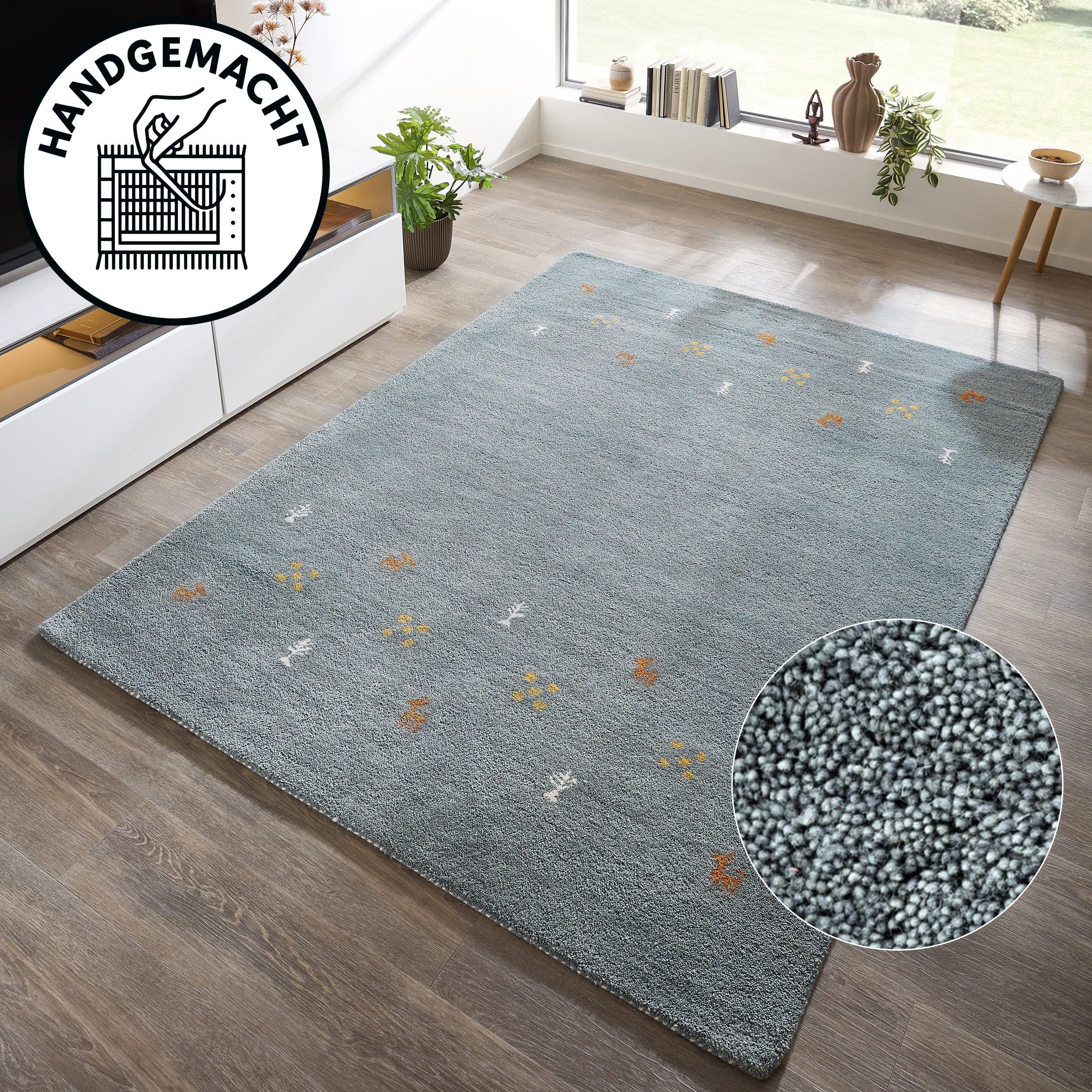 THEKO Wollteppich Gabbeh Motiv | Blau