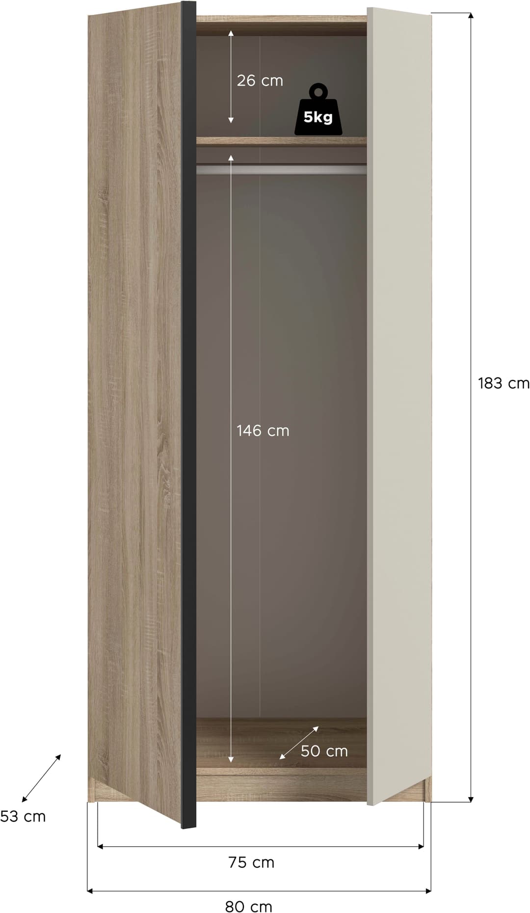Home affaire Kleiderschrank BENDINGO | Holztöne