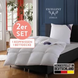 Excellent Daunenbettdecke + 3-Kammer-Kopfkissen Bettdecken-Set Zürich