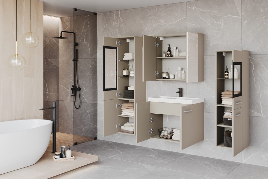 welltime Badmöbel-Set MADRIT II | Beige