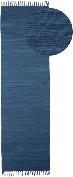 carpetfine Teppich Kelim Chindi uni | Blau