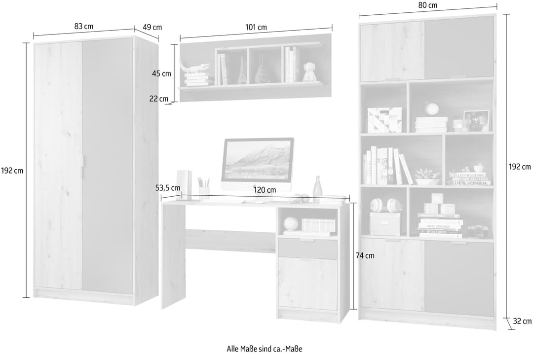 Begabino Jugendzimmer-Set Karla | Holztöne