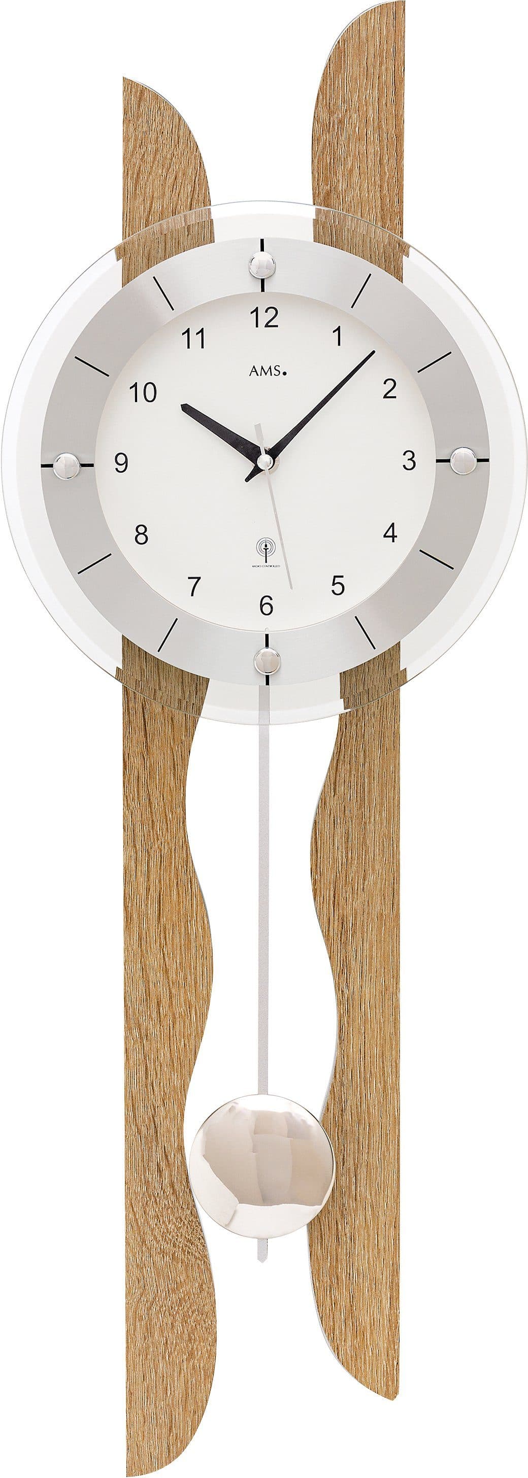 AMS Funk-Pendelwanduhr F5239 | Holztöne