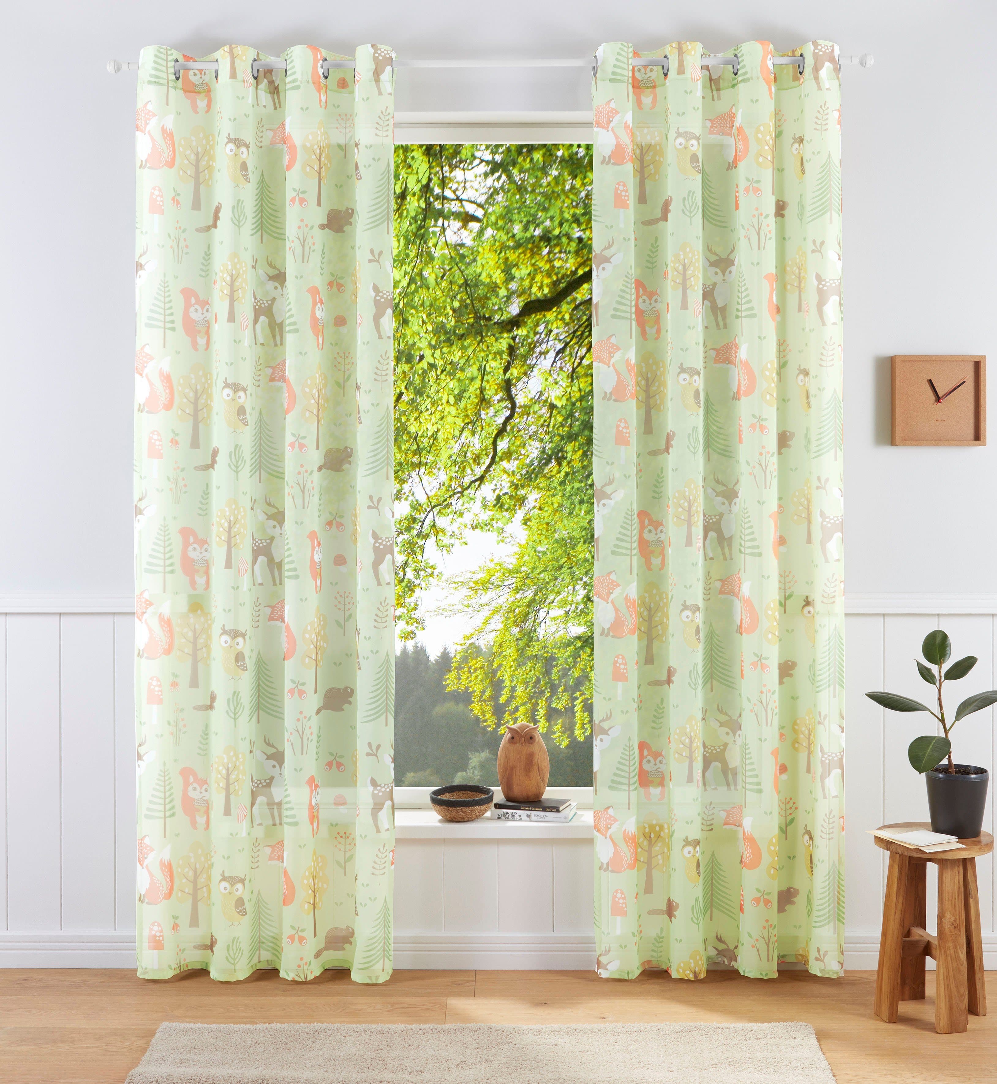 OTTO home Gardine Waldtiere | Grün