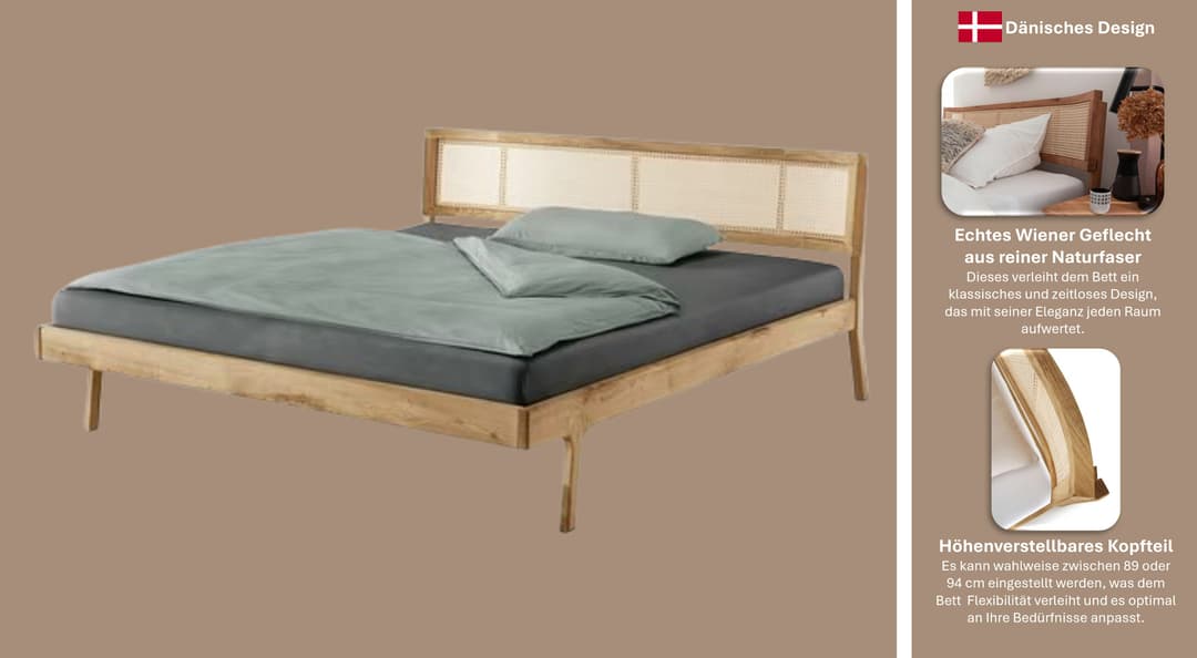 Home affaire Bett Hällevik Doppelbett | Holztöne