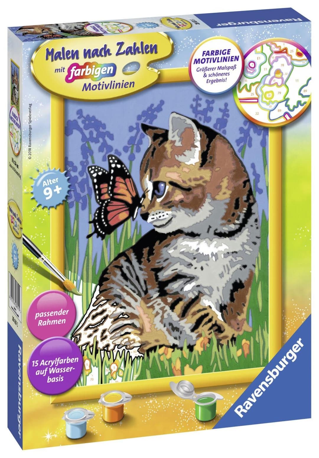 Ravensburger Malen nach Zahlen Katze mit Schmetterling | Mehrfarbig