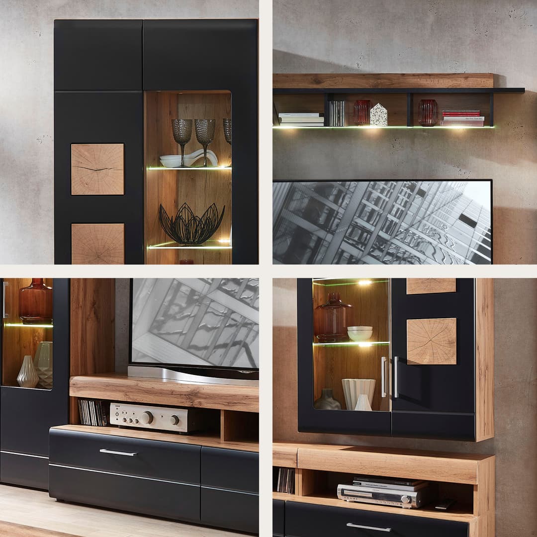 Innostyle Wohnwand Sonate | Schwarz