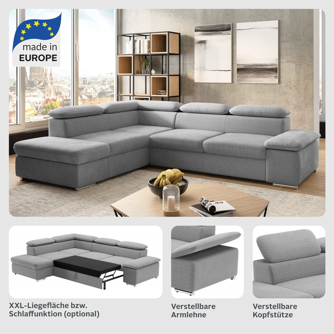 sit&more Ecksofa Valentine L-Form | Schwarz
