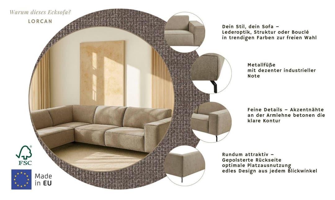 Home affaire Ecksofa LORCAN | Braun