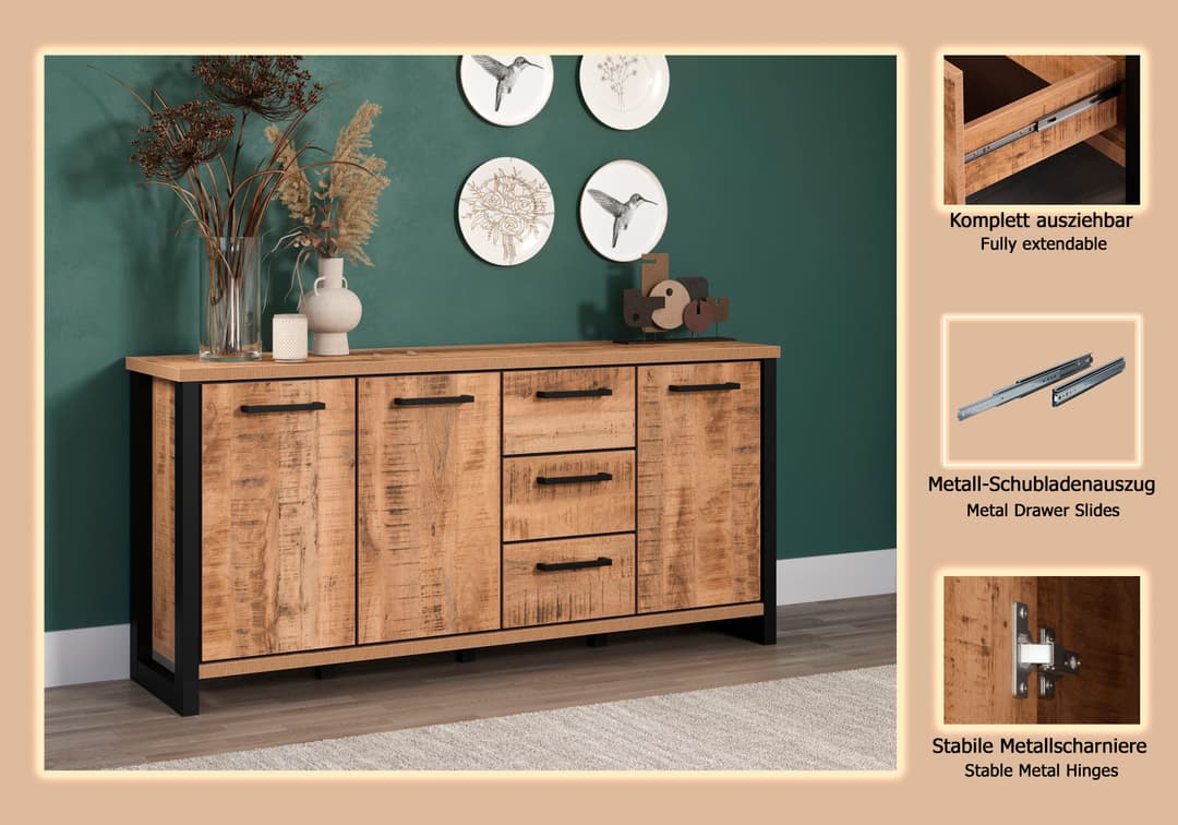 Home affaire Sideboard Elda | Holztöne