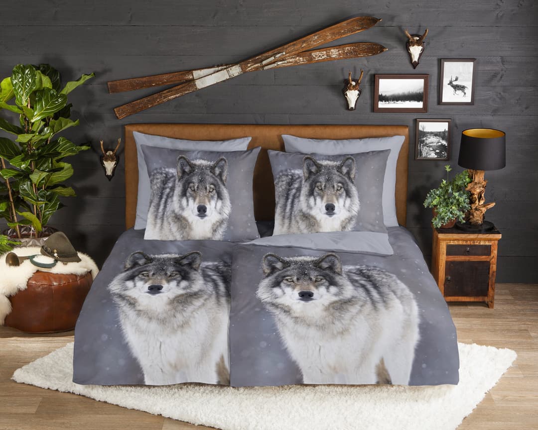 Good morning Wendebettwäsche Wolfie | Grau