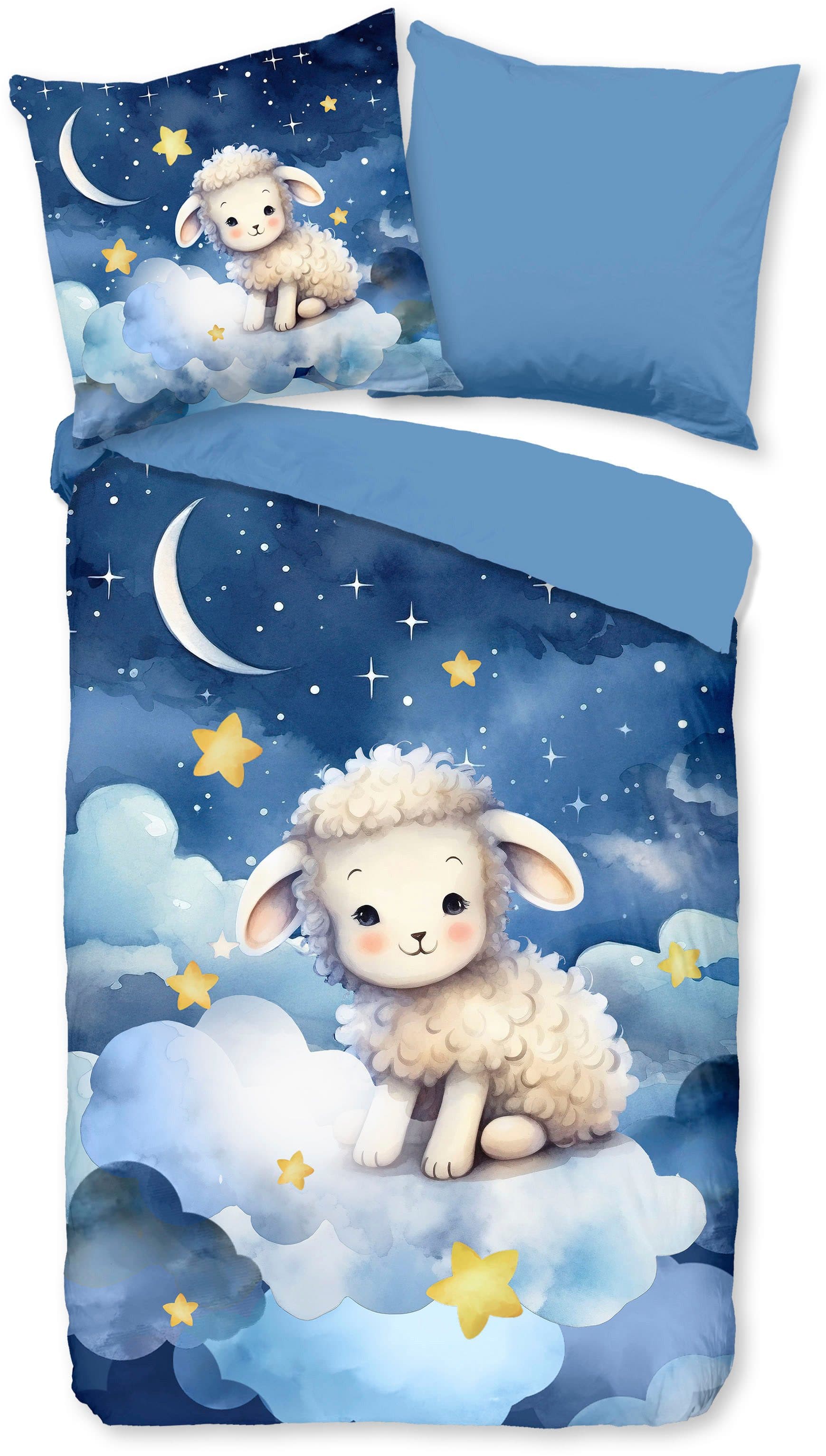 PURE luxury collection Kinderbettwäsche Sheepy | Blau