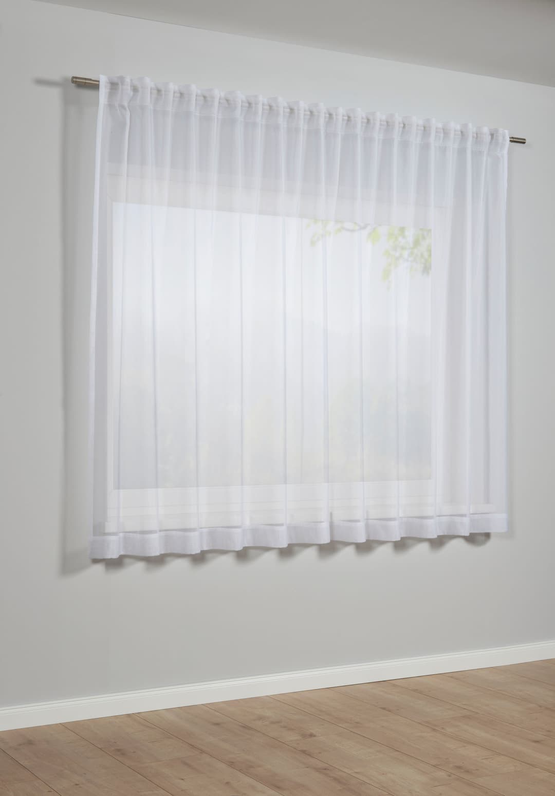 GARDINIA Gardine Schal mit Gardinenband Voile Uni | Weiß