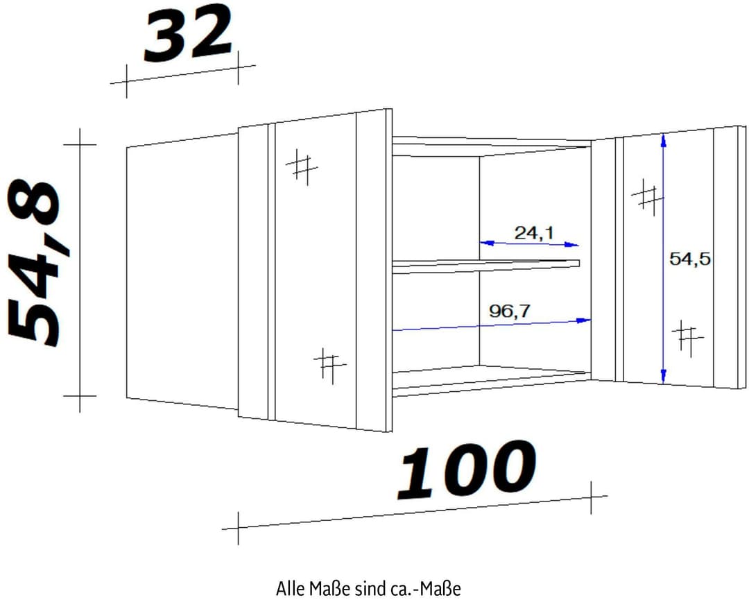 Flex-Well Glashängeschrank Bergen | Holztöne
