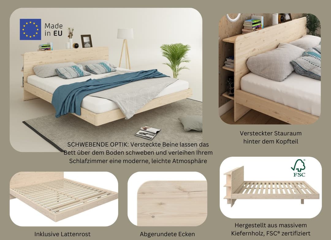 OTTO home Massivholzbett Amaliah | Holztöne