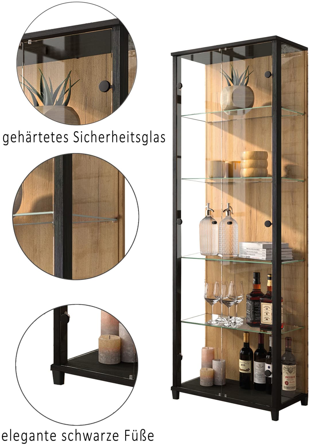 fif möbel Vitrine OPTIMA | Holztöne