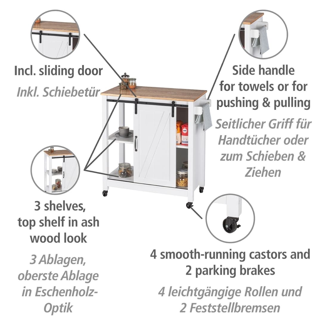 WENKO Küchenwagen Landhaus | Weiß