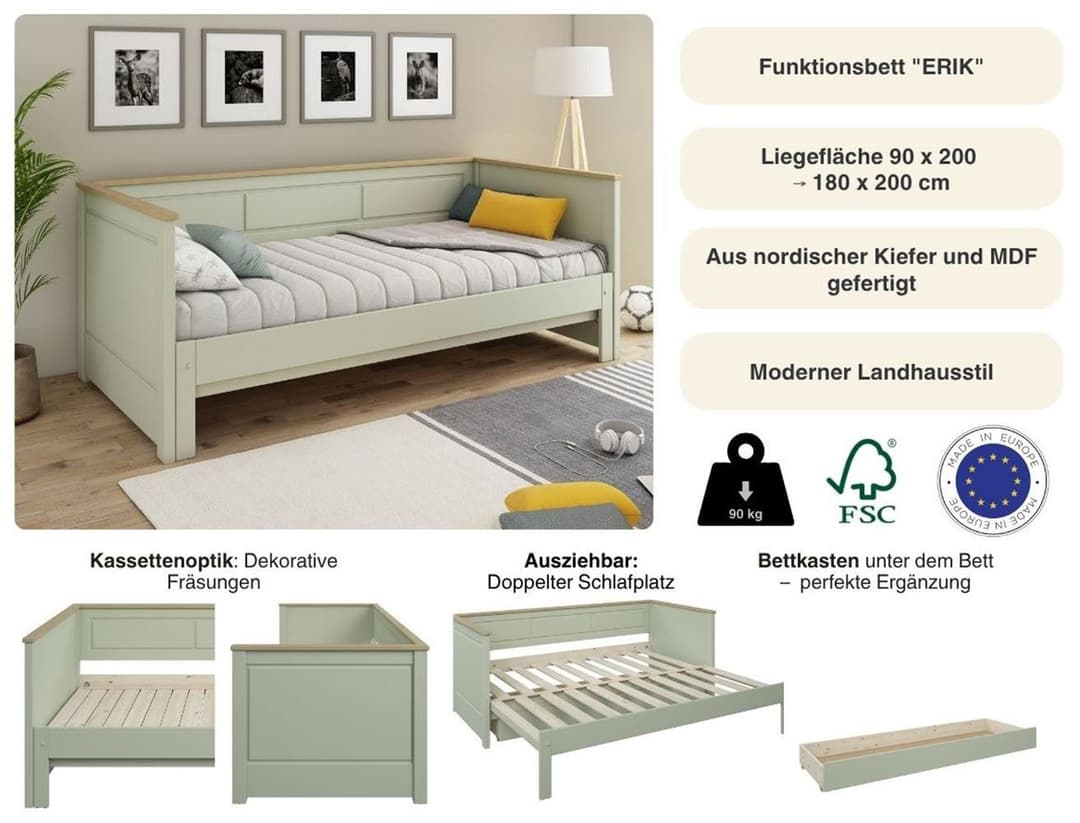 OTTO home Funktionsbett ERIK | Grün