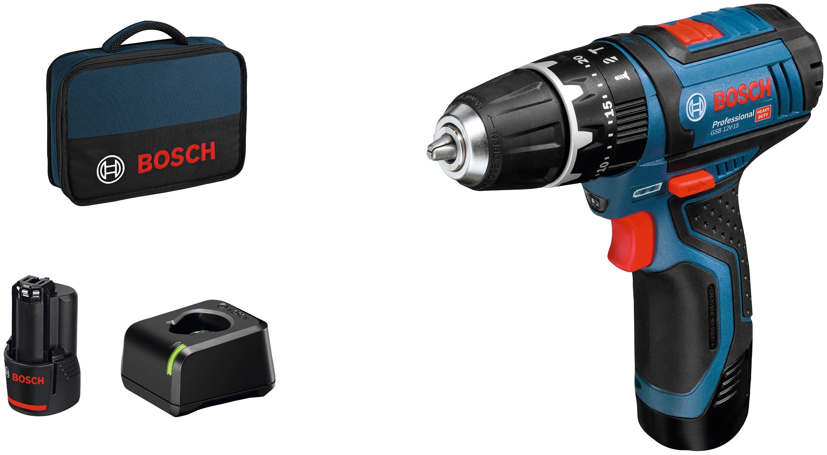 Bosch Professional Akku-Schlagbohrschrauber GSB 12V-15 | Blau