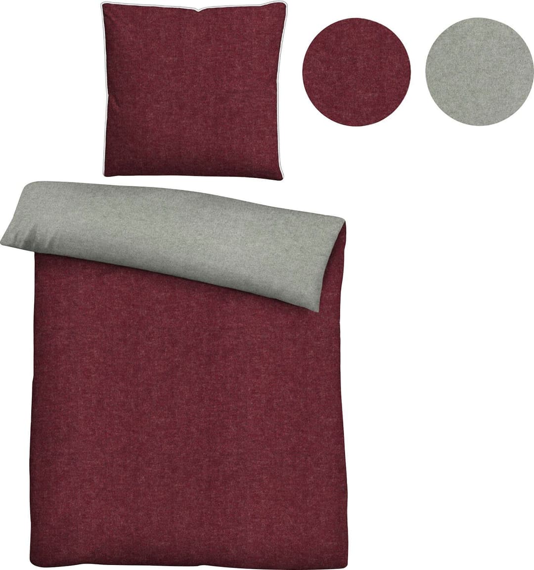 Biberna Hermal Flanell Bettwäsche-Set | Rot