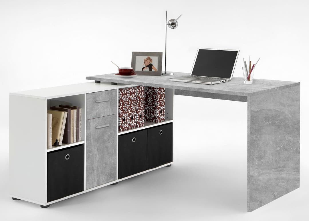 FMD Eckschreibtisch Lexo | Grau