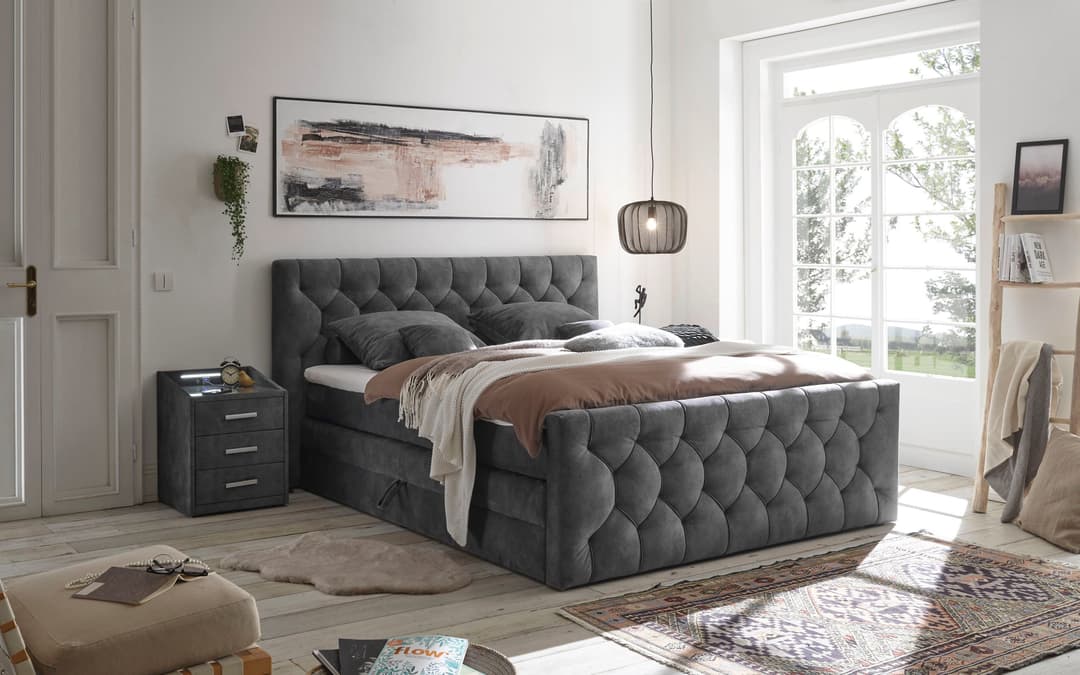 ED EXCITING DESIGN Boxspringbett "Cashfield" | Grau
