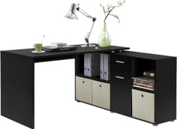 FMD Eckschreibtisch Lexo | Schwarz