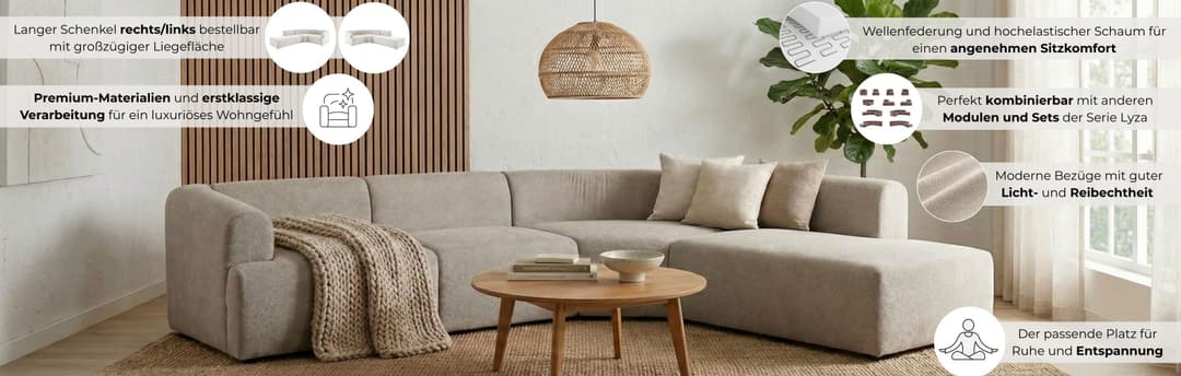 LeGer Home by Lena Gercke Ecksofa LYZA | Beige