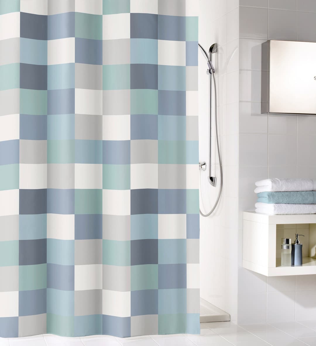 Kleine Wolke Duschvorhang Check | Blau