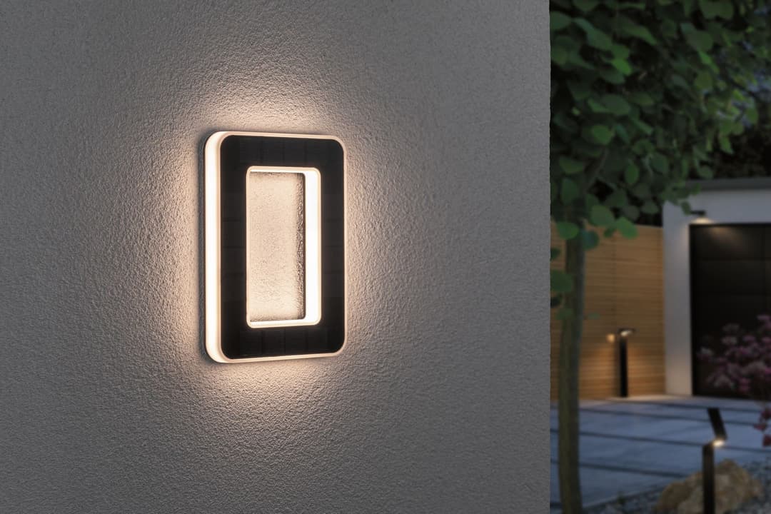Paulmann LED Außen-Wandleuchte Solar Hausnummer | Schwarz