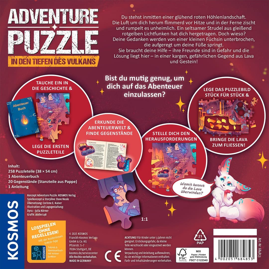 Kosmos Puzzle Adventure Puzzle In den Tiefen des Vulkans | Mehrfarbig