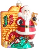 Krebs Glas Lauscha Christbaumschmuck Santa vor dem Kamin | Mehrfarbig