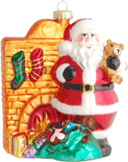 Krebs Glas Lauscha Christbaumschmuck Santa vor dem Kamin | Mehrfarbig