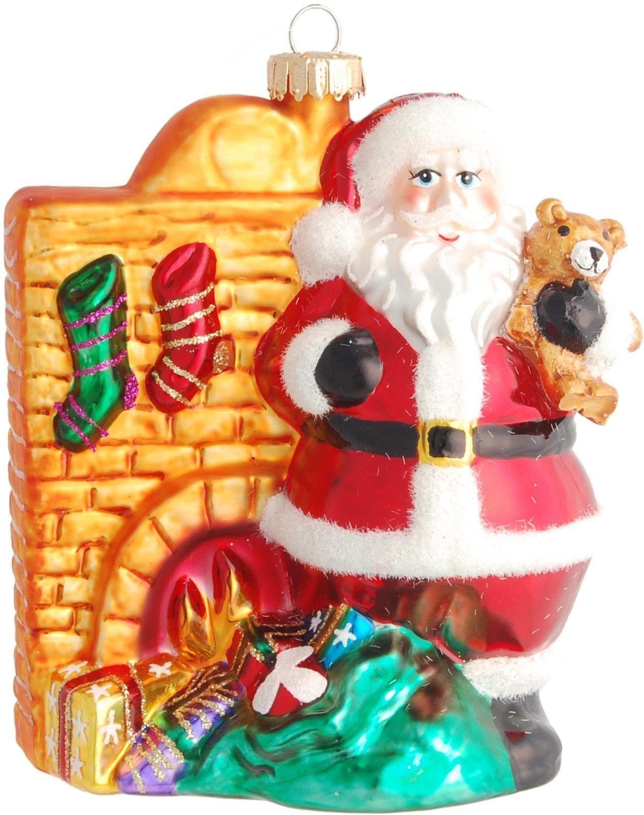 Krebs Glas Lauscha Christbaumschmuck Santa vor dem Kamin | Mehrfarbig