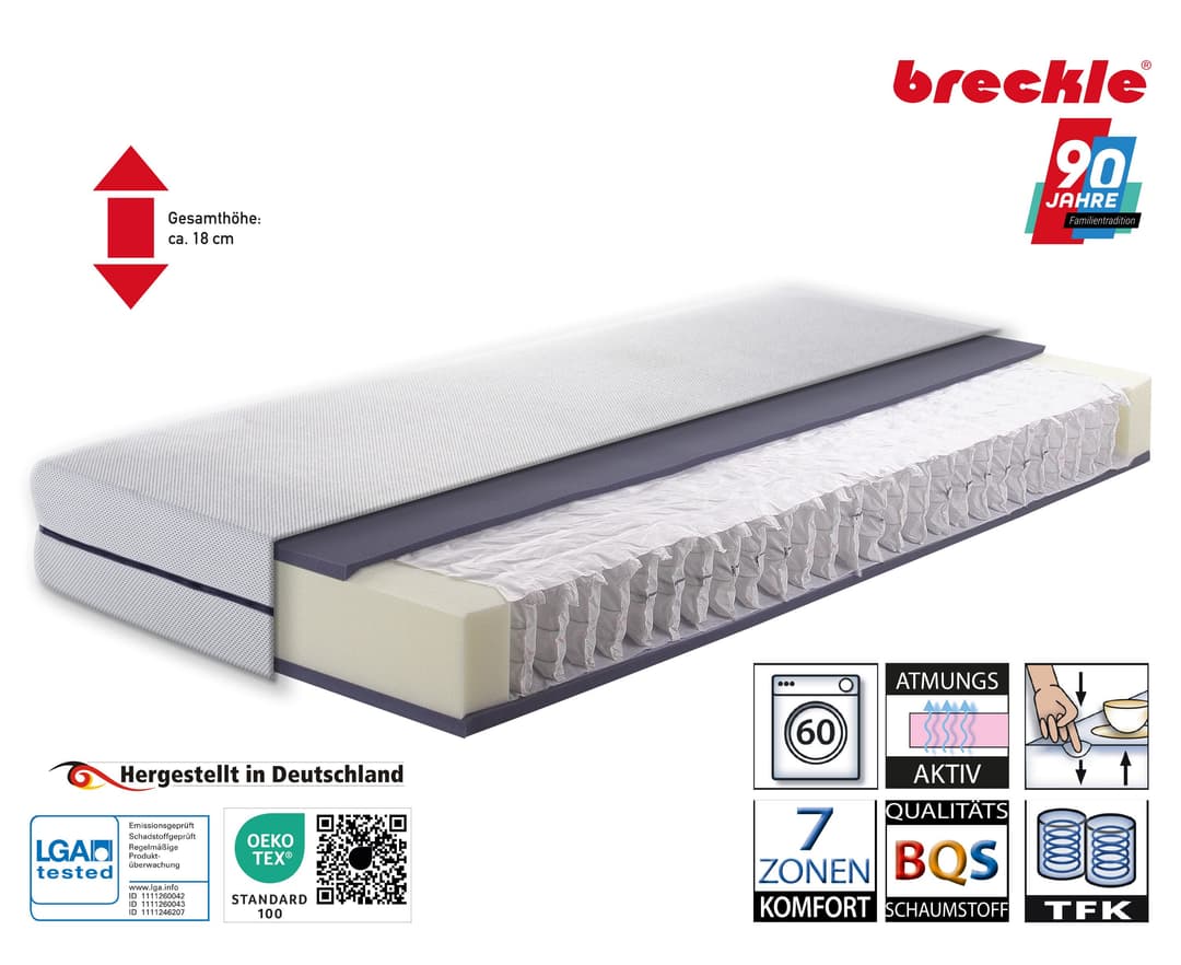 Breckle Flex Air Taschenfederkernmatratze | Weiß