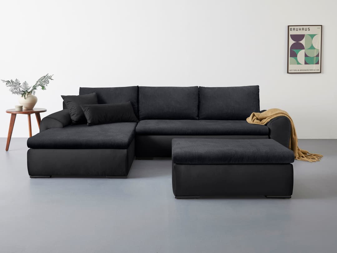Home affaire Ecksofa Win L-Form | Schwarz