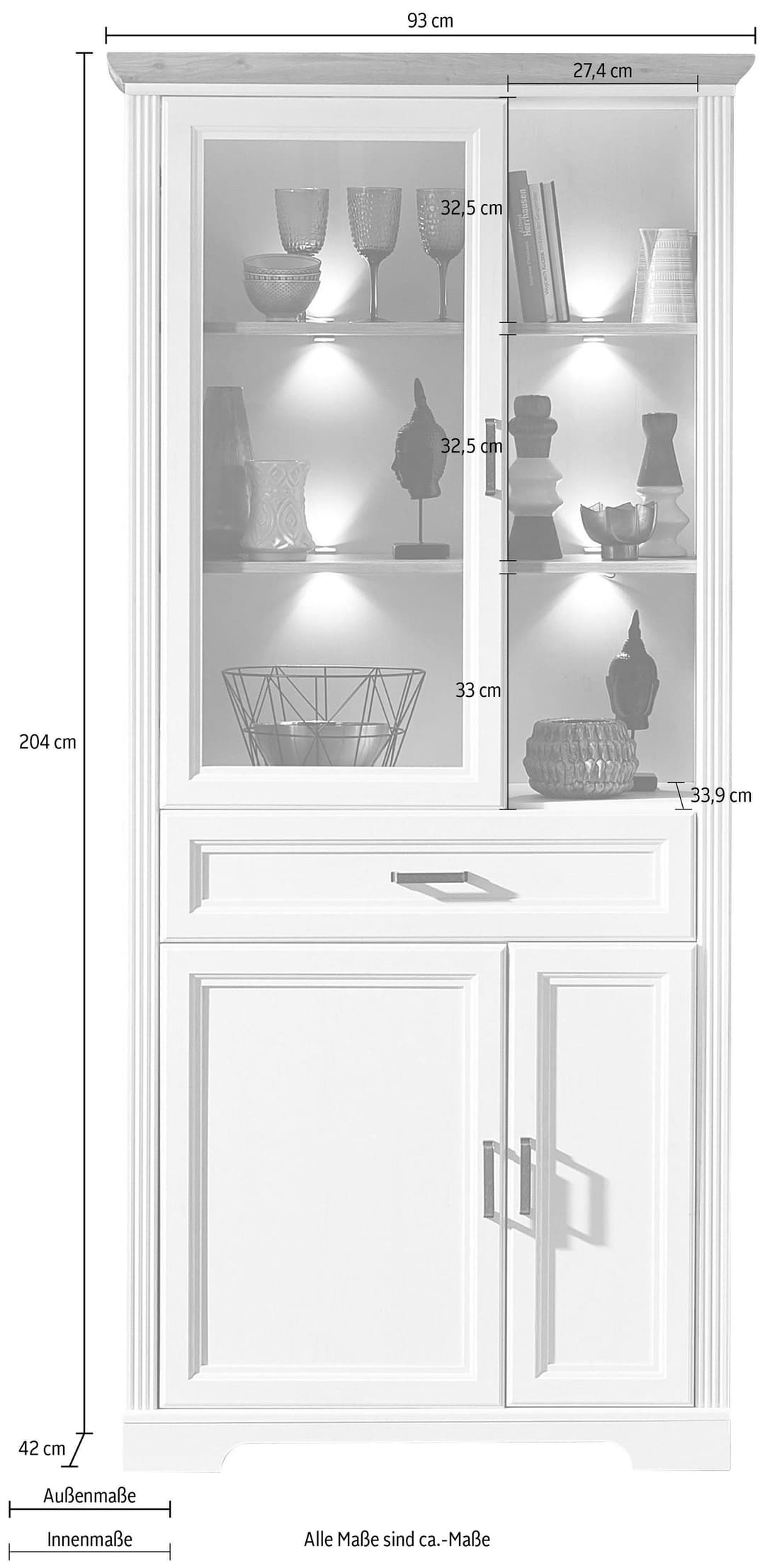 Innostyle Vitrine Jasmin | Weiß