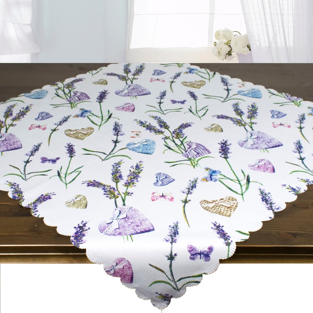 Delindo Lifestyle Mitteldecke LAVENDEL + HERZ | Mehrfarbig